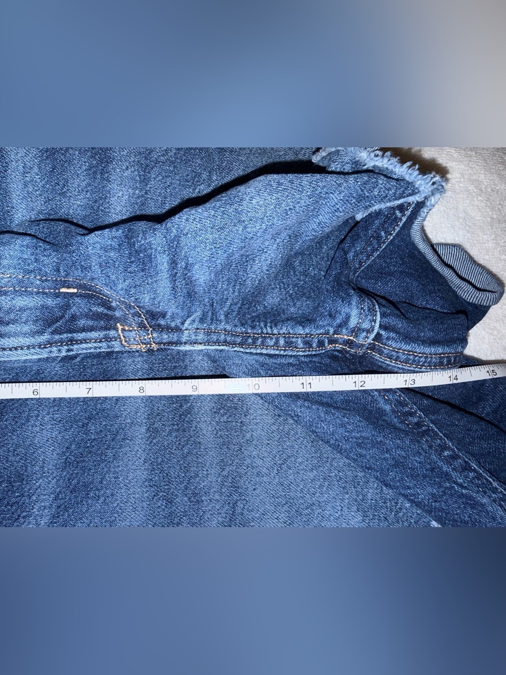 American Eagle Outfitters Dark Blue Denim Cutoff High-Rise Shorts Size 18 - Picture 7 of 9